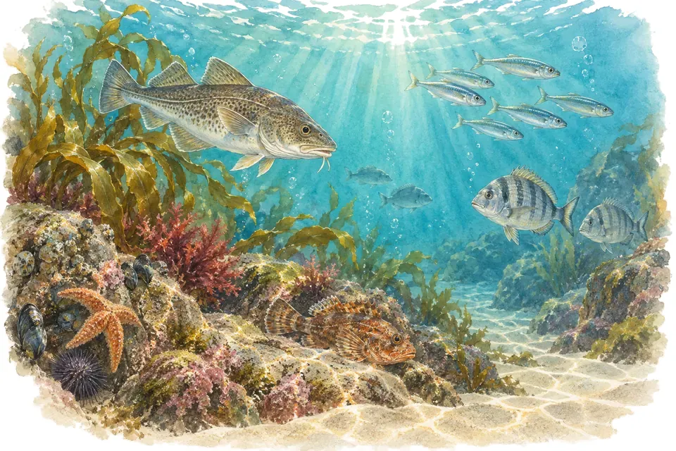 Illustration aquarelle : Aquarium de Biarritz.