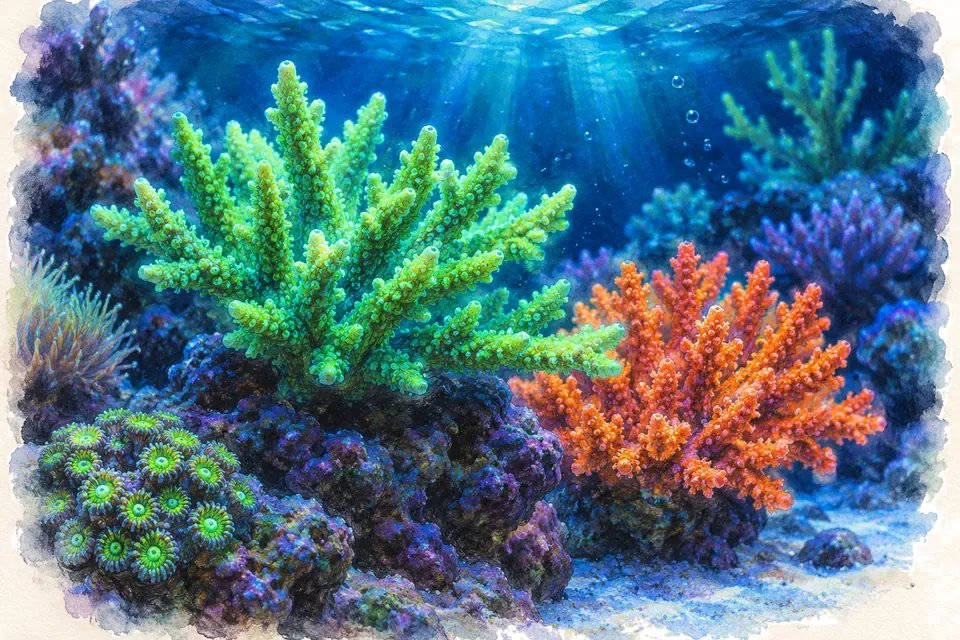 Illustration aquarelle : Aquarium des Lagons.