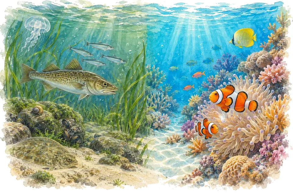 Illustration aquarelle : Aquarium de Gdynia.