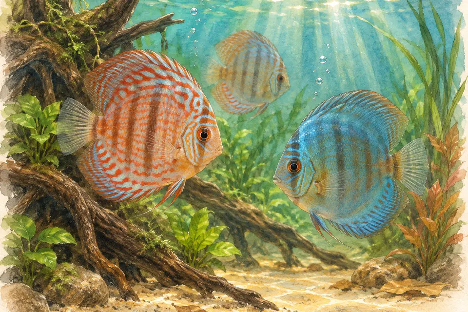 Illustration aquarelle : Aquarium tropical de la Porte Dorée.