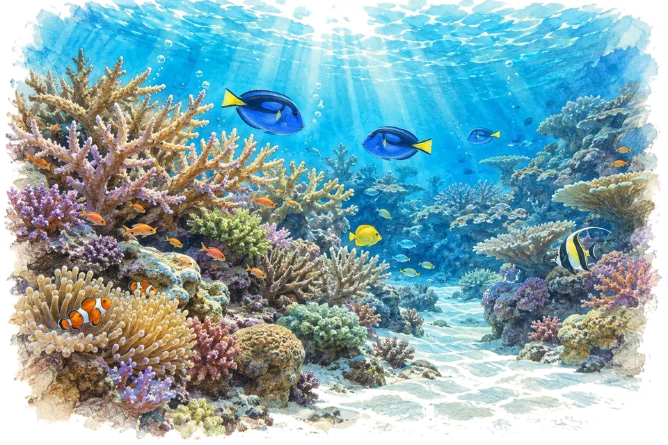 Illustration aquarelle : Burgers’ Ocean.