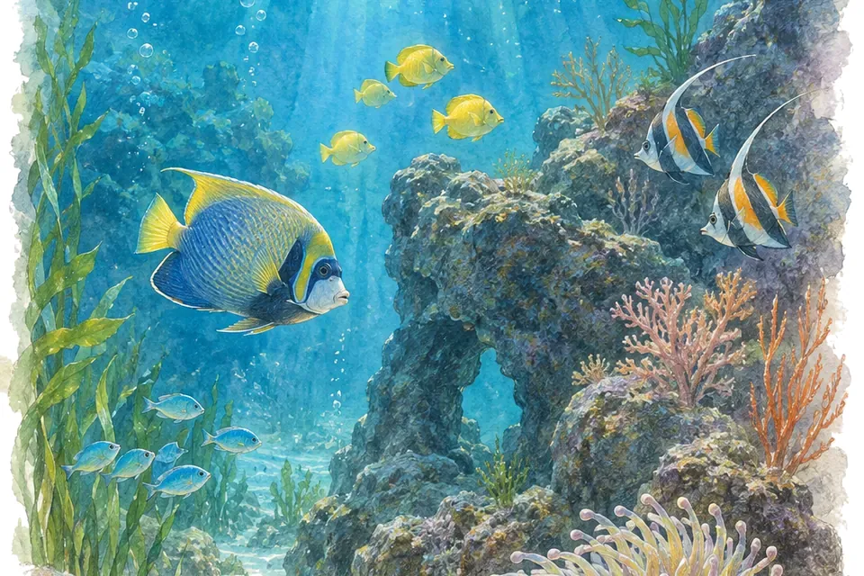 Illustration aquarelle : La Cité de la Mer.