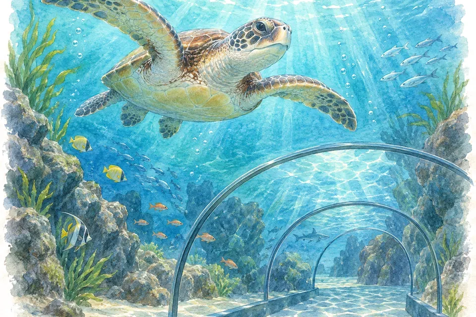 Illustration aquarelle : SEA LIFE Paris Val d’Europe.