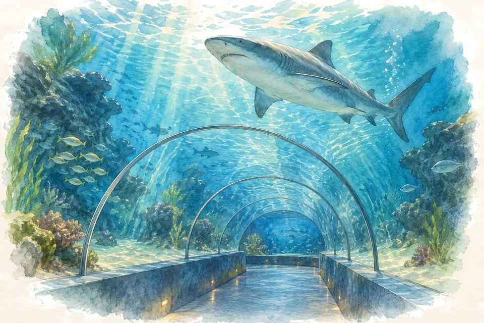 Illustration aquarelle : Tropicarium de Budapest.