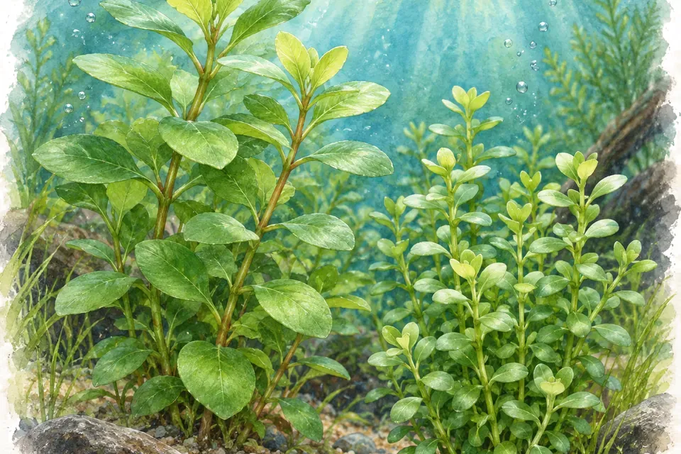 Illustration aquarelle : bacopa caroliniana et bacopa monnieri.