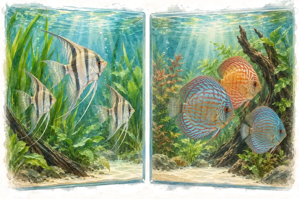 Illustration aquarelle : scalaire et discus.