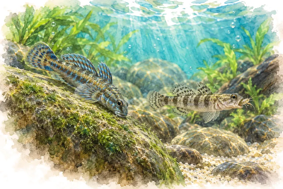 Illustration aquarelle : stiphodon et sicyopus.