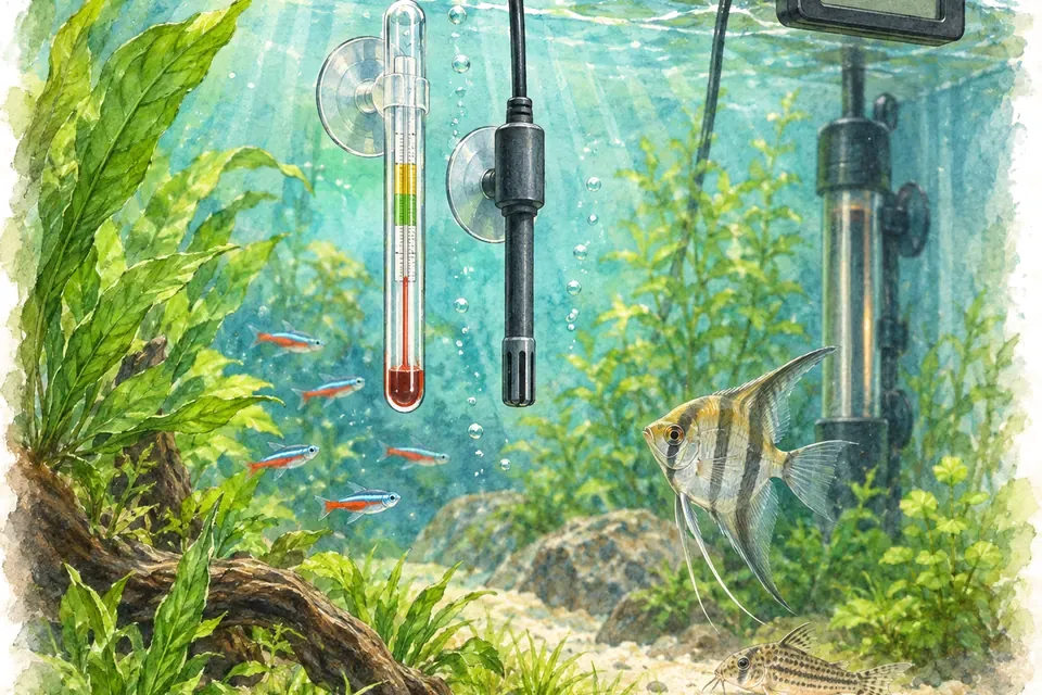 Illustration aquarelle : thermomètre numérique et thermomètre en verre.