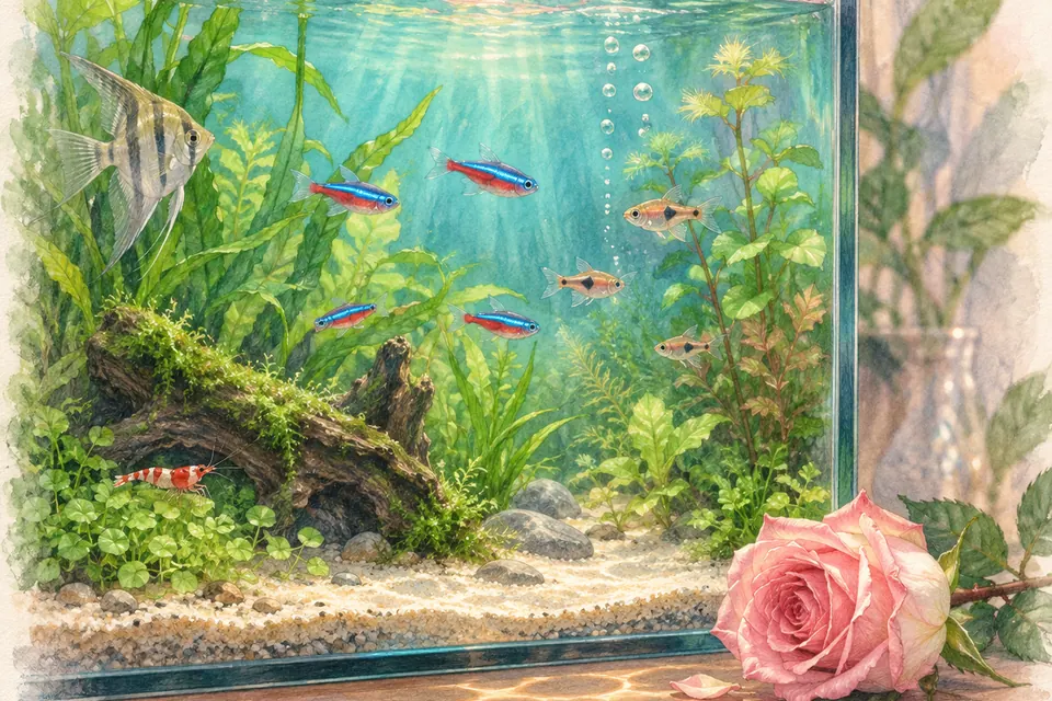 Illustration aquarelle de l'expression « À l’eau de rose ».