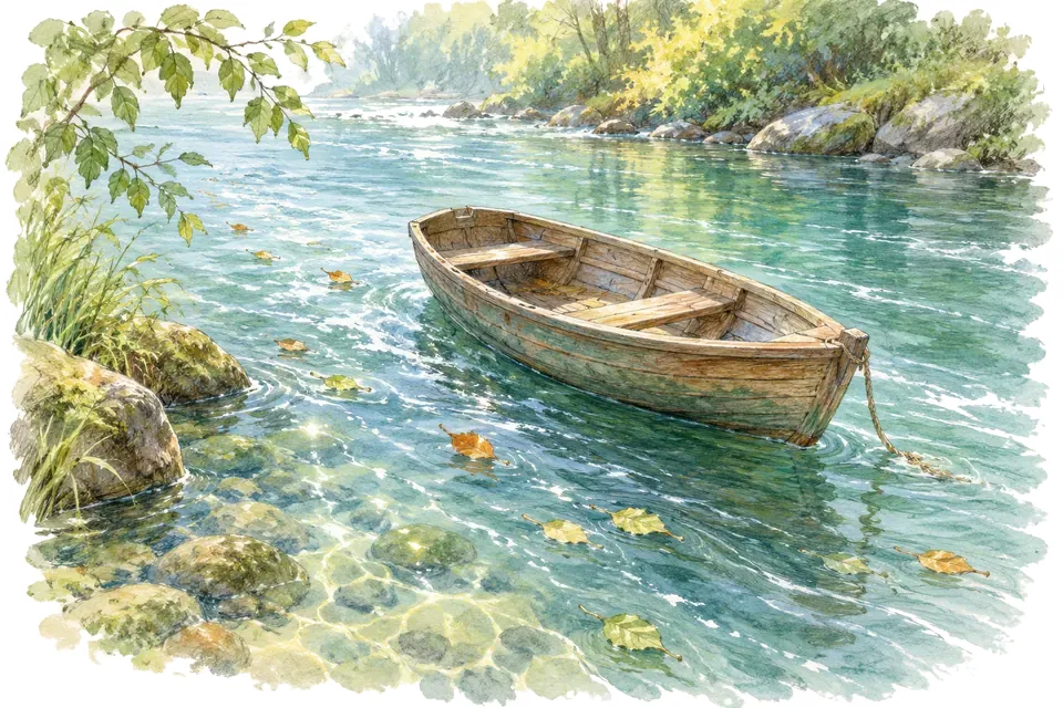 Illustration aquarelle de l'expression « Aller à la dérive ».