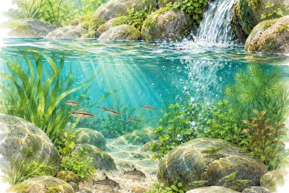 Illustration aquarelle de l'expression « Couler de source ».