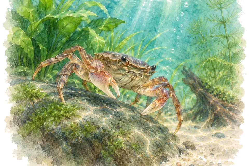 Illustration aquarelle de l'expression « Marcher en crabe ».
