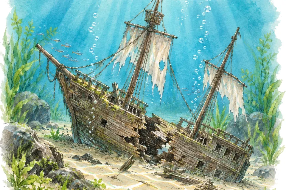 Illustration aquarelle de l'expression « Saborder son projet ».