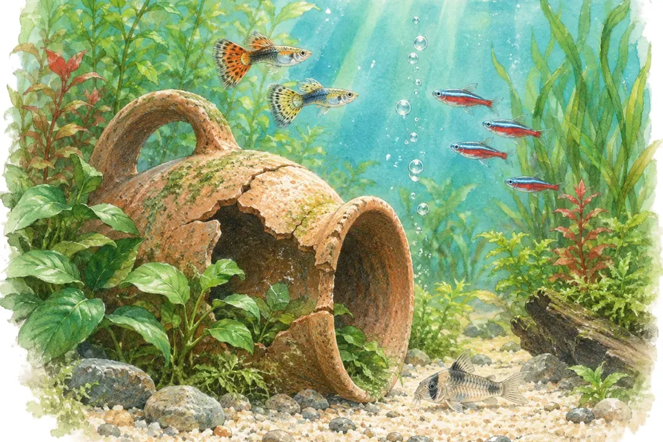 Illustration aquarelle de l'expression « Tant va la cruche à l'eau qu'à la fin elle se casse ».