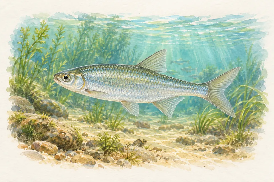 Planche naturaliste aquarelle : Ablette (Alburnus alburnus).