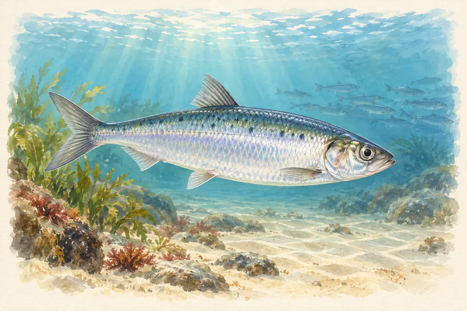 Planche naturaliste aquarelle : Hareng (Clupea harengus).