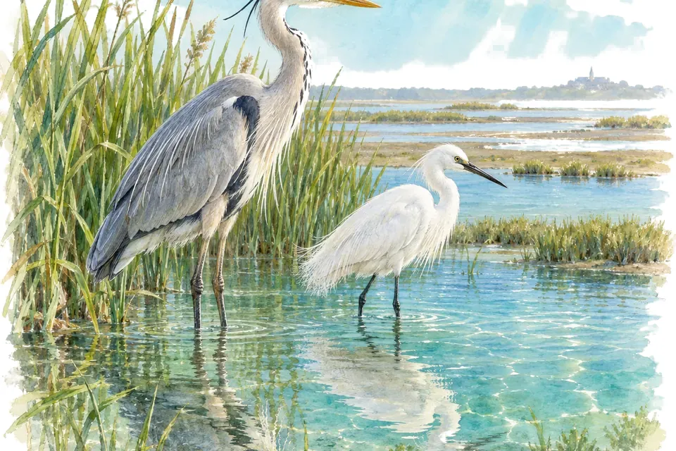 Illustration aquarelle : Journée mondiale des oiseaux migrateurs.