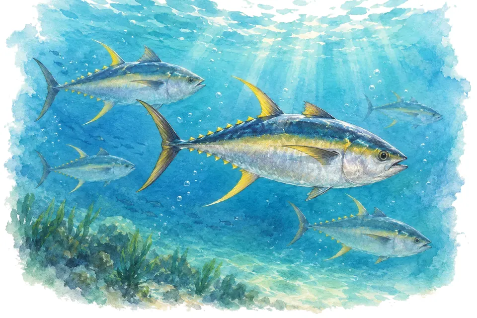 Illustration aquarelle : Journée mondiale du thon.
