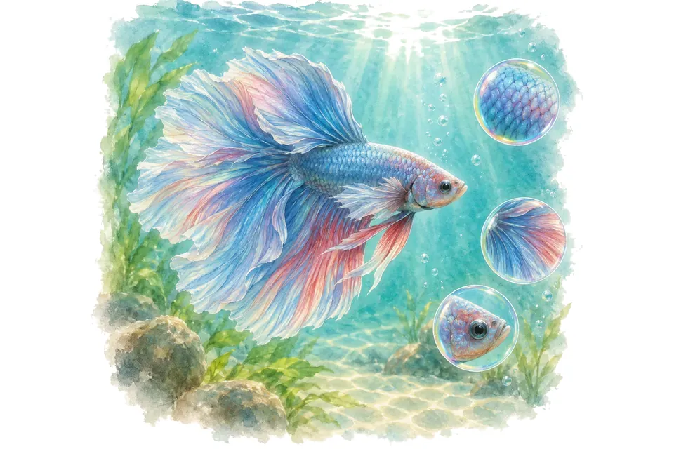 Illustration aquarelle : Noms de combattants : 45 idées pour votre aquarium.
