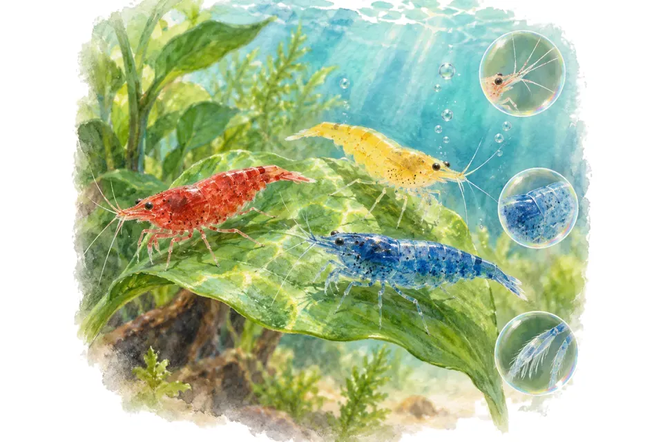 Illustration aquarelle : Noms de crevettes : 45 idées vives et drôles.