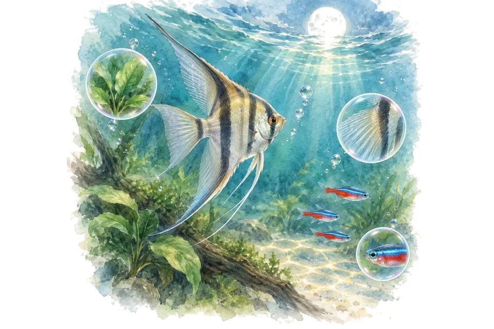 Illustration aquarelle : Noms poétiques pour ses poissons.