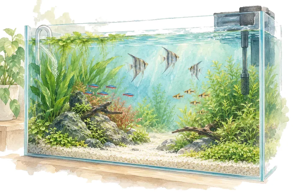 Illustration : Regardez l’espace réellement accessible aux poissons.
