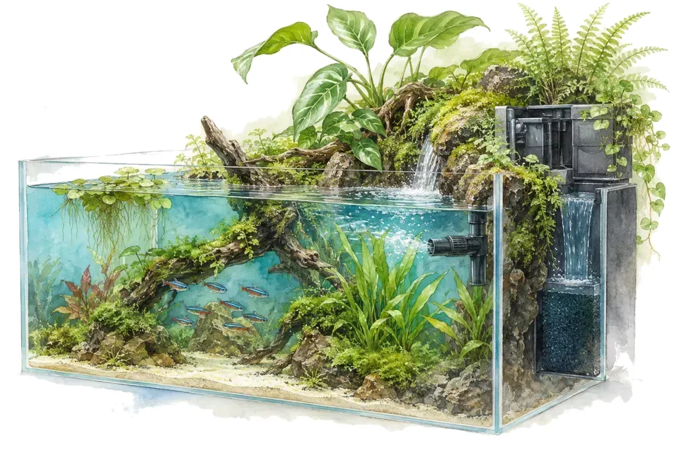 Illustration : Faire circuler l’eau sans rendre le filtre inaccessible.