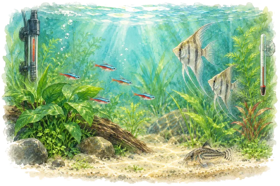 Illustration aquarelle : Réagir à une panne de chauffage.