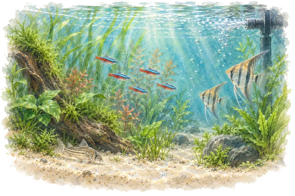 Illustration aquarelle : Que vérifier lorsque l’eau devient trouble ?