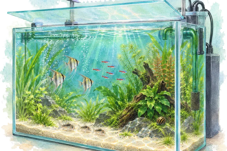 Illustration aquarelle : Installer un couvercle compatible avec l’équipement.