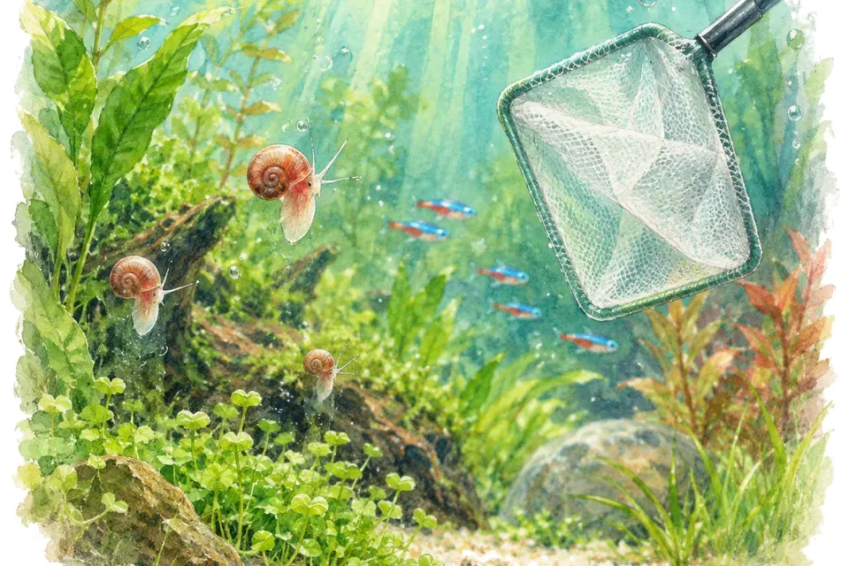 Illustration aquarelle : Limiter les escargots sans produit ni animal ajouté.