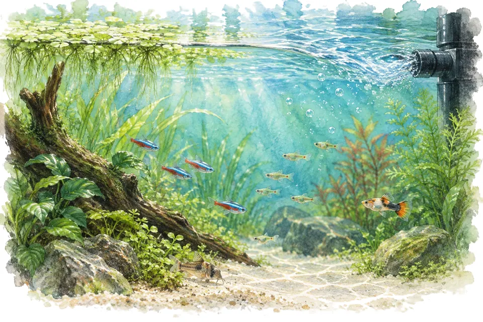 Illustration aquarelle : Retirer un film de surface et limiter son retour.