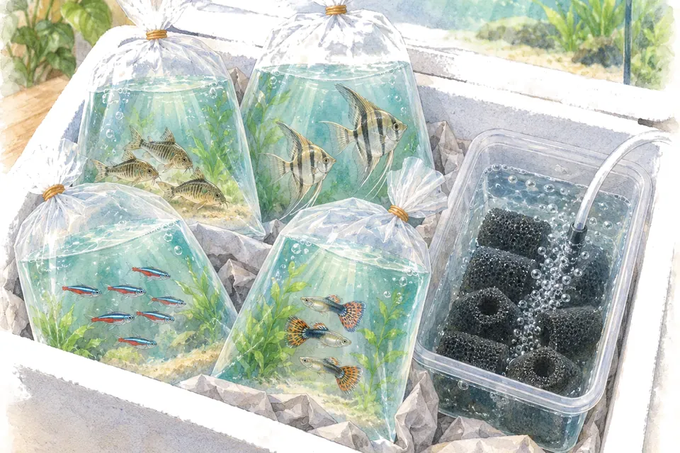 Illustration aquarelle : Comment déménager un aquarium avec ses poissons ?