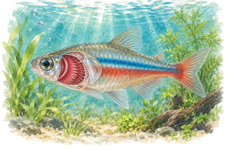 Illustration aquarelle : Comment les poissons respirent-ils sous l’eau ?