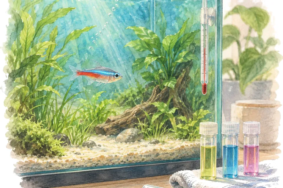 Illustration aquarelle : Comment réagir si un poisson semble malade ?