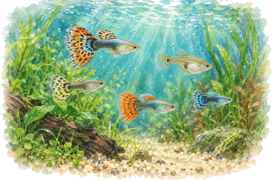 Illustration aquarelle : Comment savoir si un poisson d’aquarium vient d’un élevage ou du milieu naturel ?