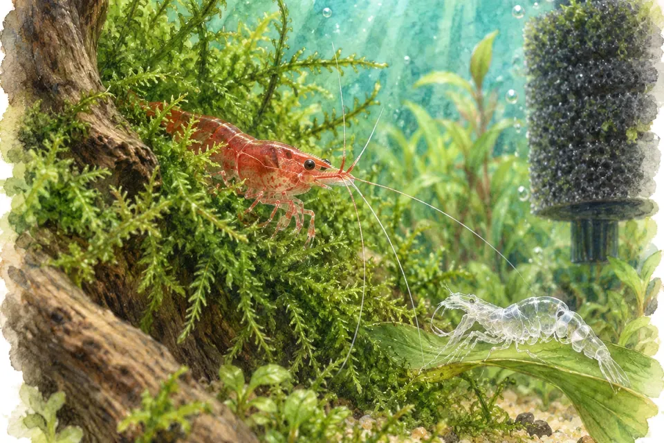 Illustration aquarelle : Pourquoi mes crevettes semblent-elles avoir disparu ?