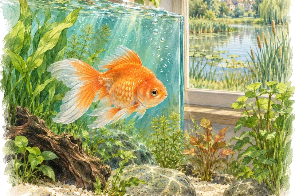 Illustration aquarelle : Pourquoi ne faut-il jamais relâcher un poisson d’aquarium dans la nature ?