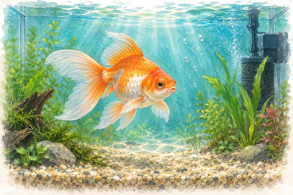 Illustration aquarelle : Pourquoi un poisson rouge a-t-il besoin d’un grand aquarium ?