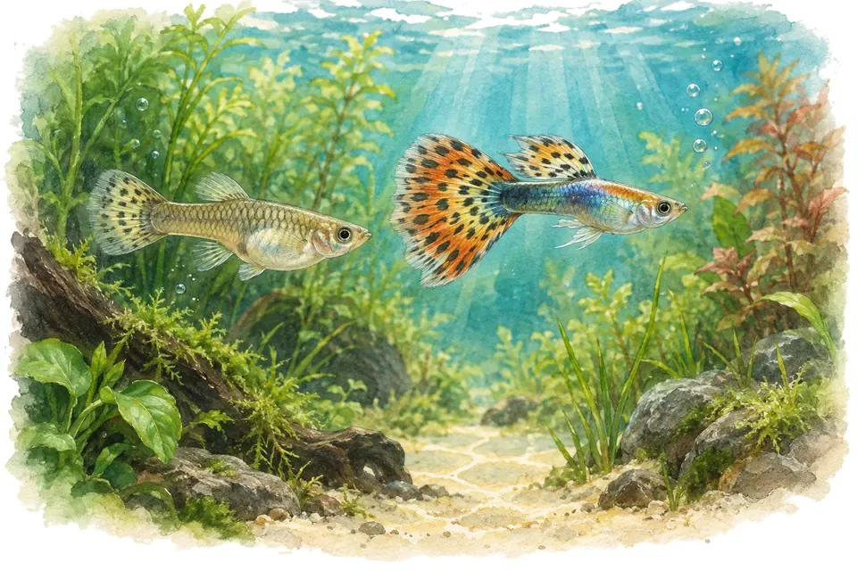 Illustration aquarelle : Pourquoi mes poissons se poursuivent-ils ?