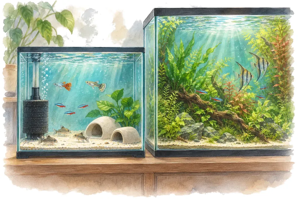 Illustration aquarelle : Pourquoi prévoir une quarantaine pour de nouveaux poissons ?