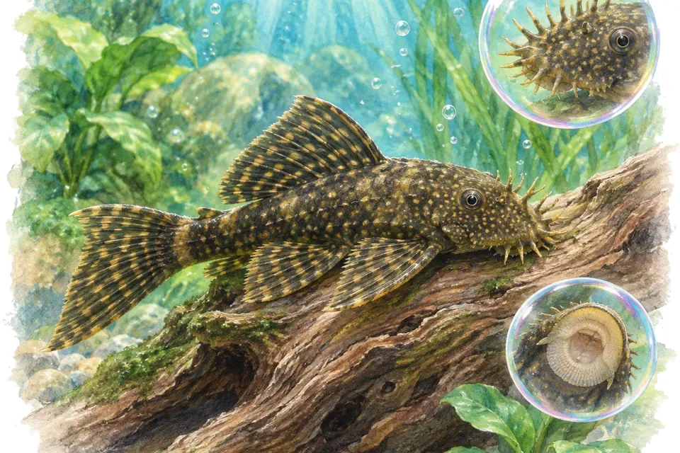 Planche aquarelle : Ancistrus et plecos, niveau confirmé.