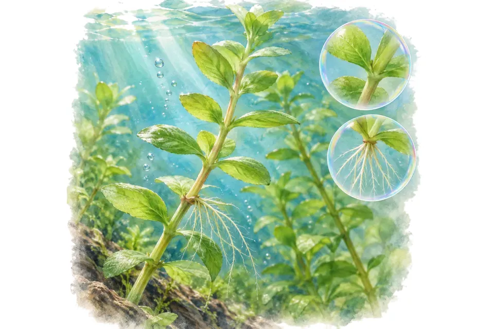 Planche aquarelle : Bacopa : observer les tiges et les feuilles.