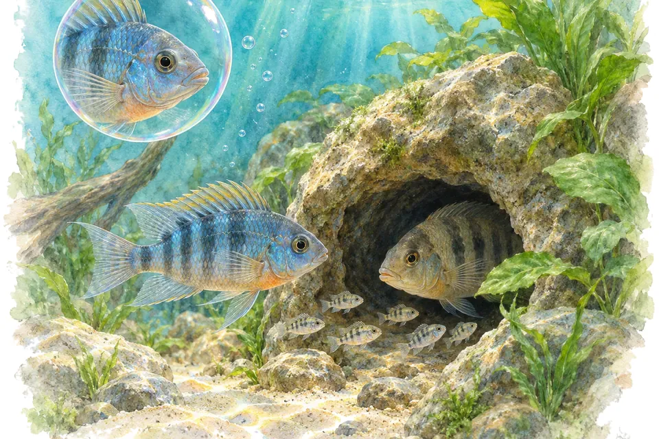 Planche aquarelle : Le comportement des poissons (niveau expert).