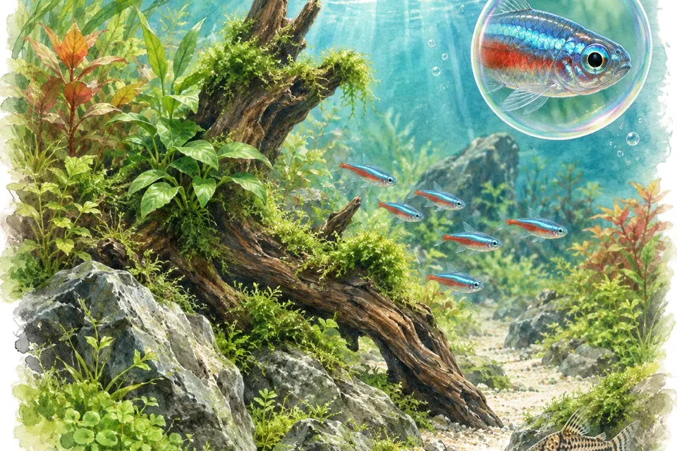 Planche aquarelle : Composer un aquascape (niveau expert).