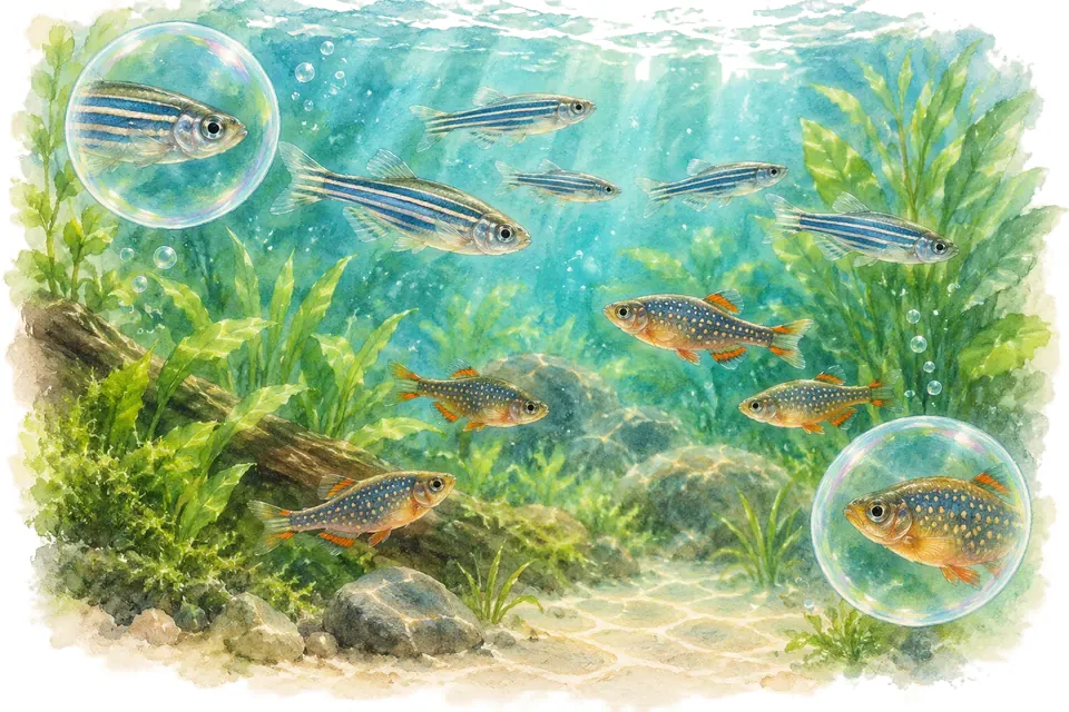 Planche aquarelle : Les danios (pour débuter).