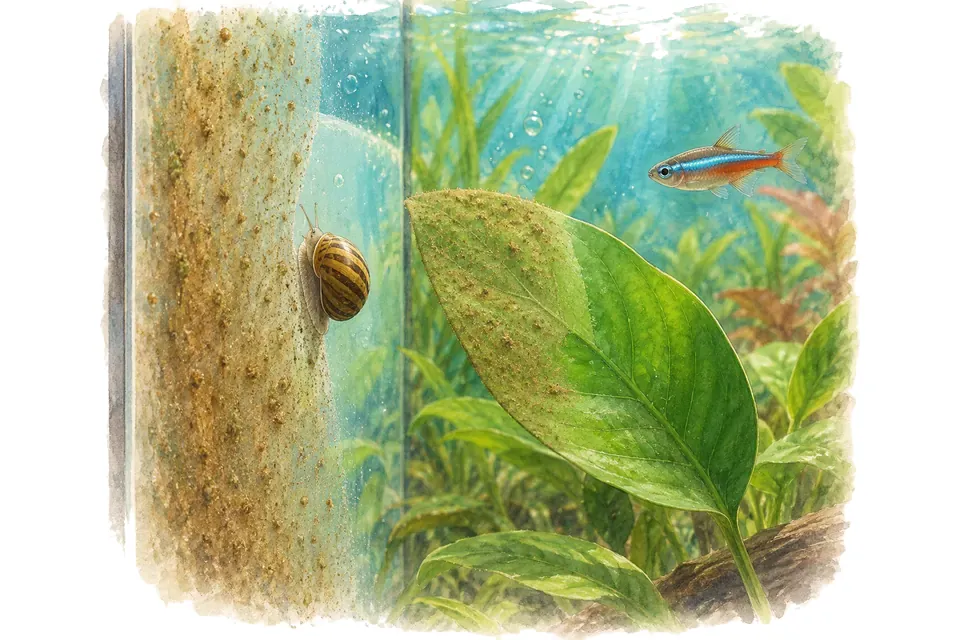 Planche aquarelle : diatomées : comprendre les dépôts bruns.