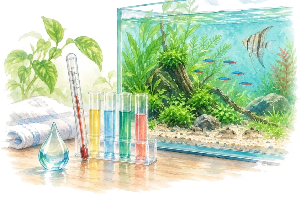 Planche aquarelle du quiz : Quiz : L'eau de l'aquarium.