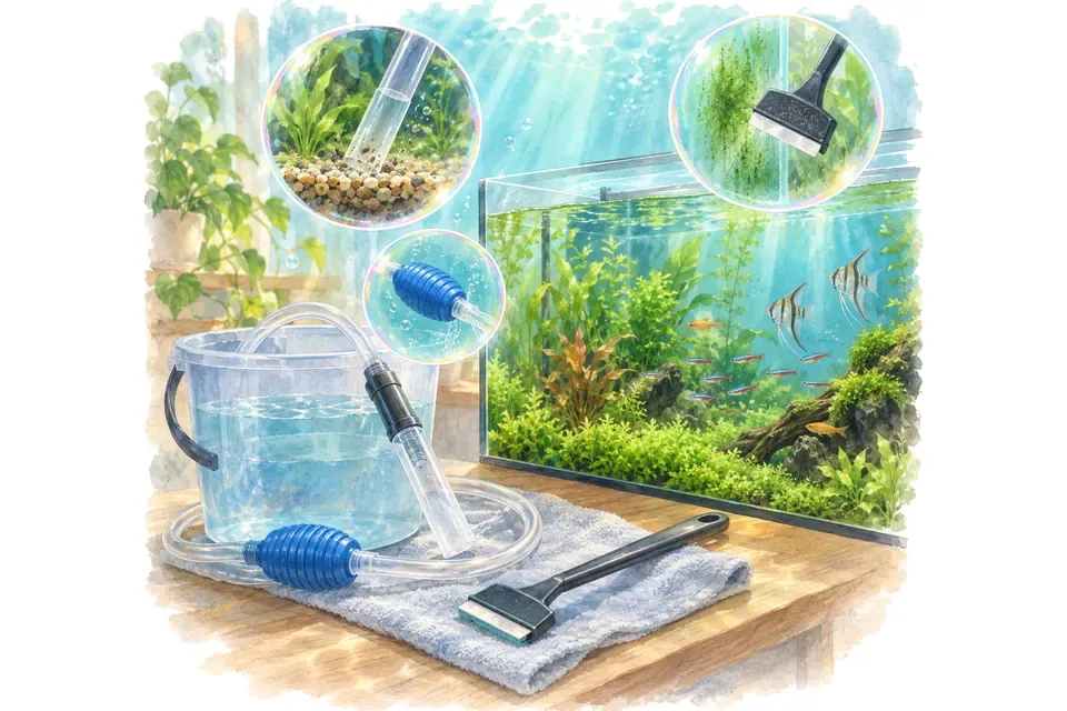 Planche aquarelle du quiz : Quiz : l’entretien de l’aquarium.