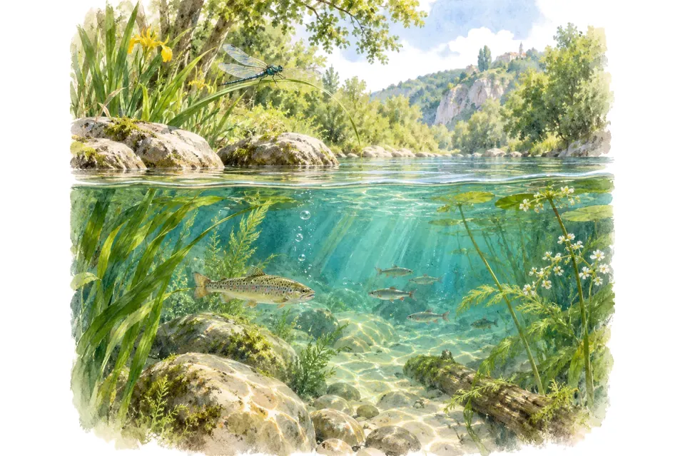 Planche aquarelle du quiz : Espèces invasives : ne rien relâcher.